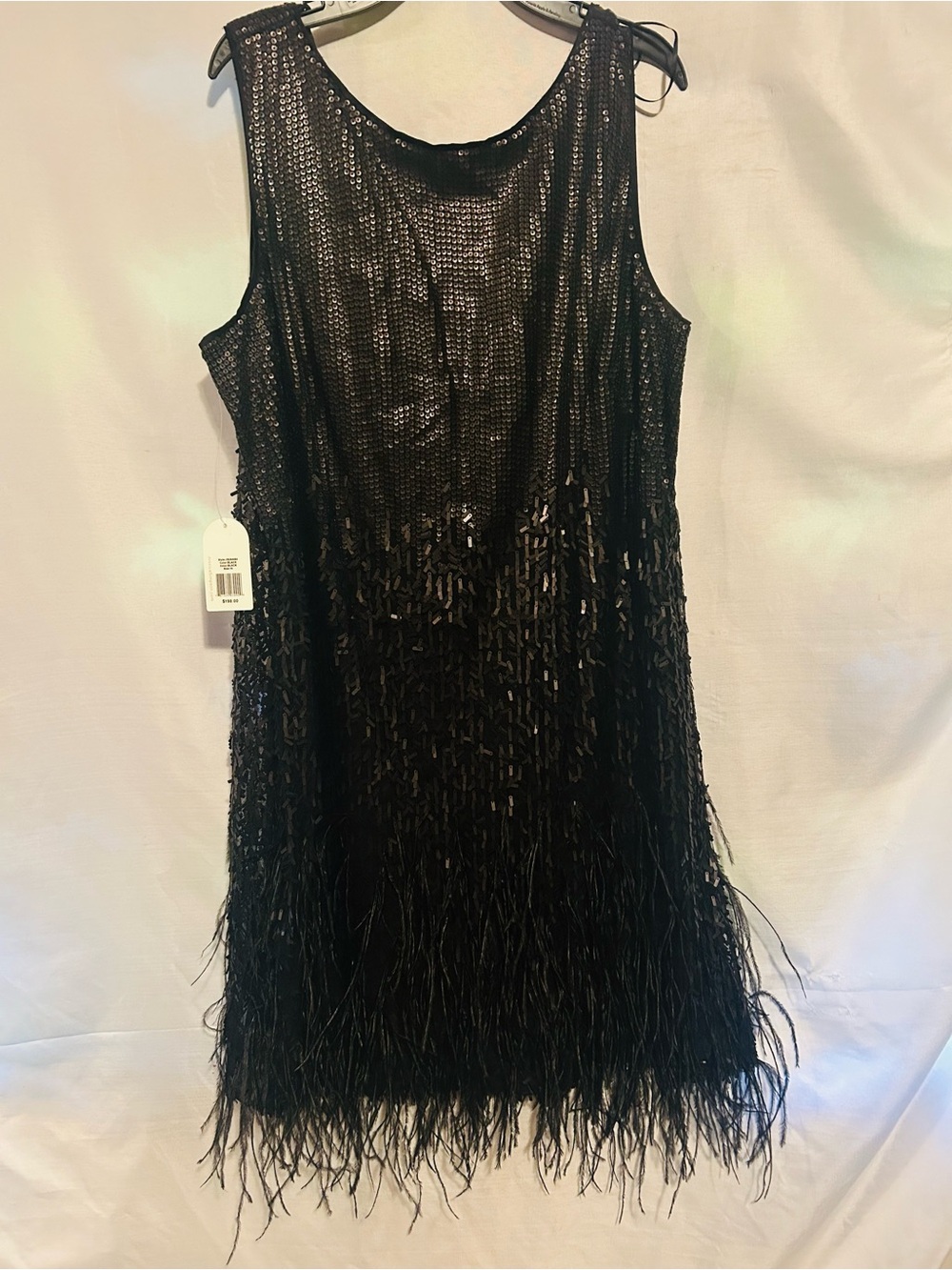 Jessica Simpson Black Sequin & Feather Mini Dress